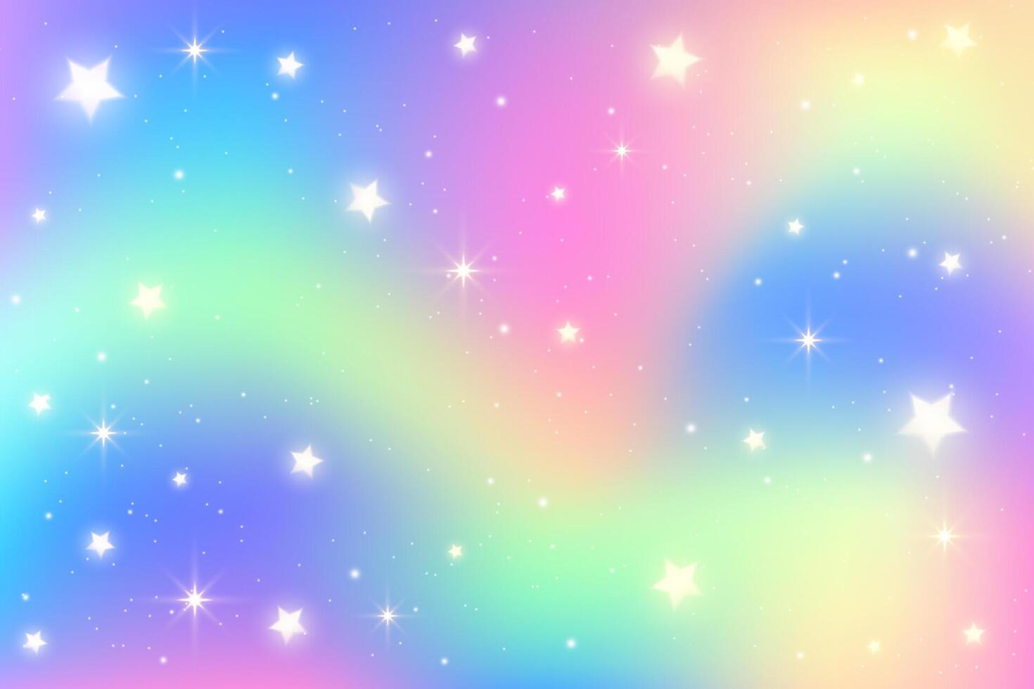1470x980 Rainbow unicorn background with glitter and stars. Pastel holographic sky with magic gradient texture. Iridescent wallpaper with sparkles