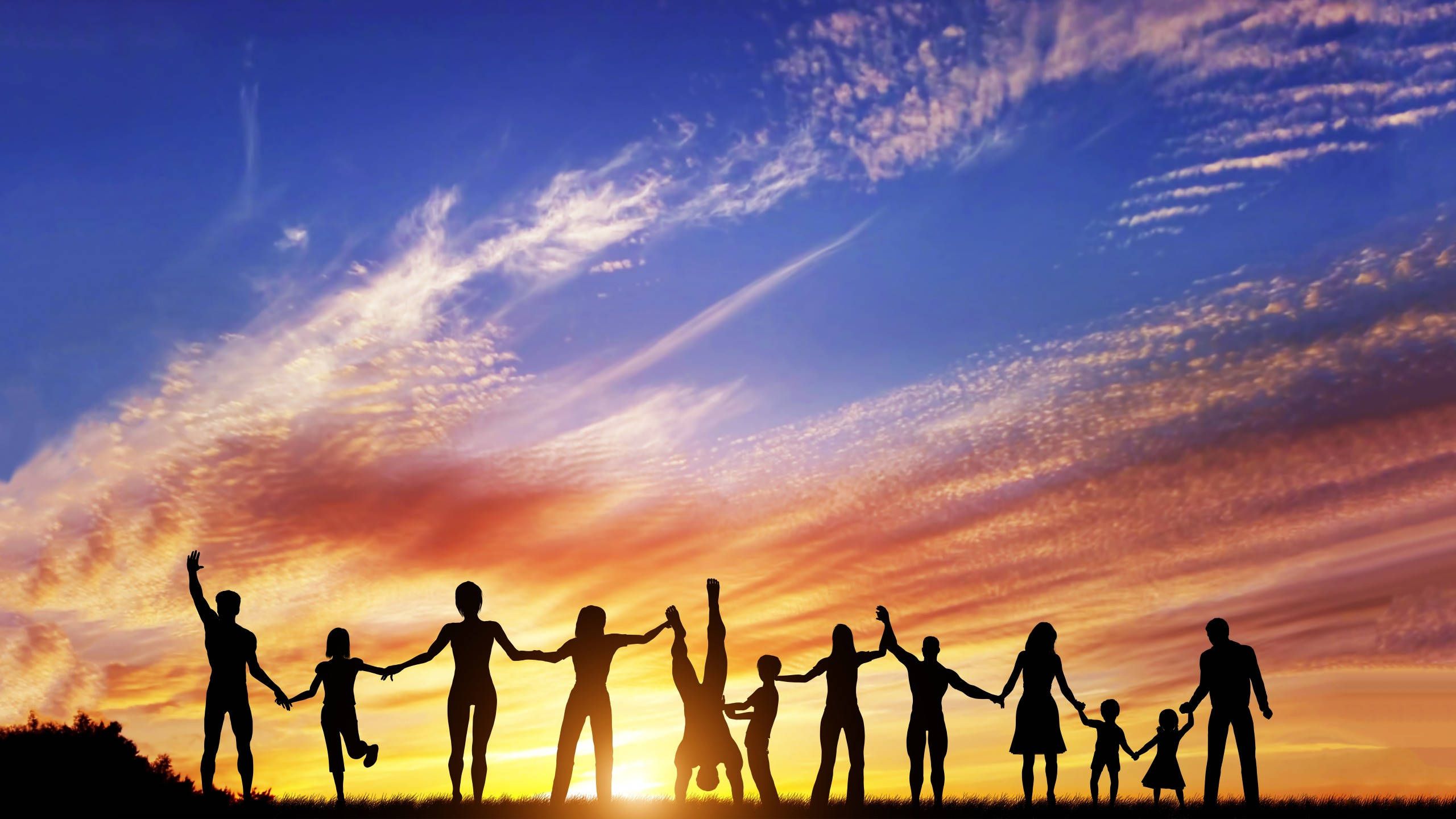 2560x1440 Download Group Of People Holding Hands Wallpaper