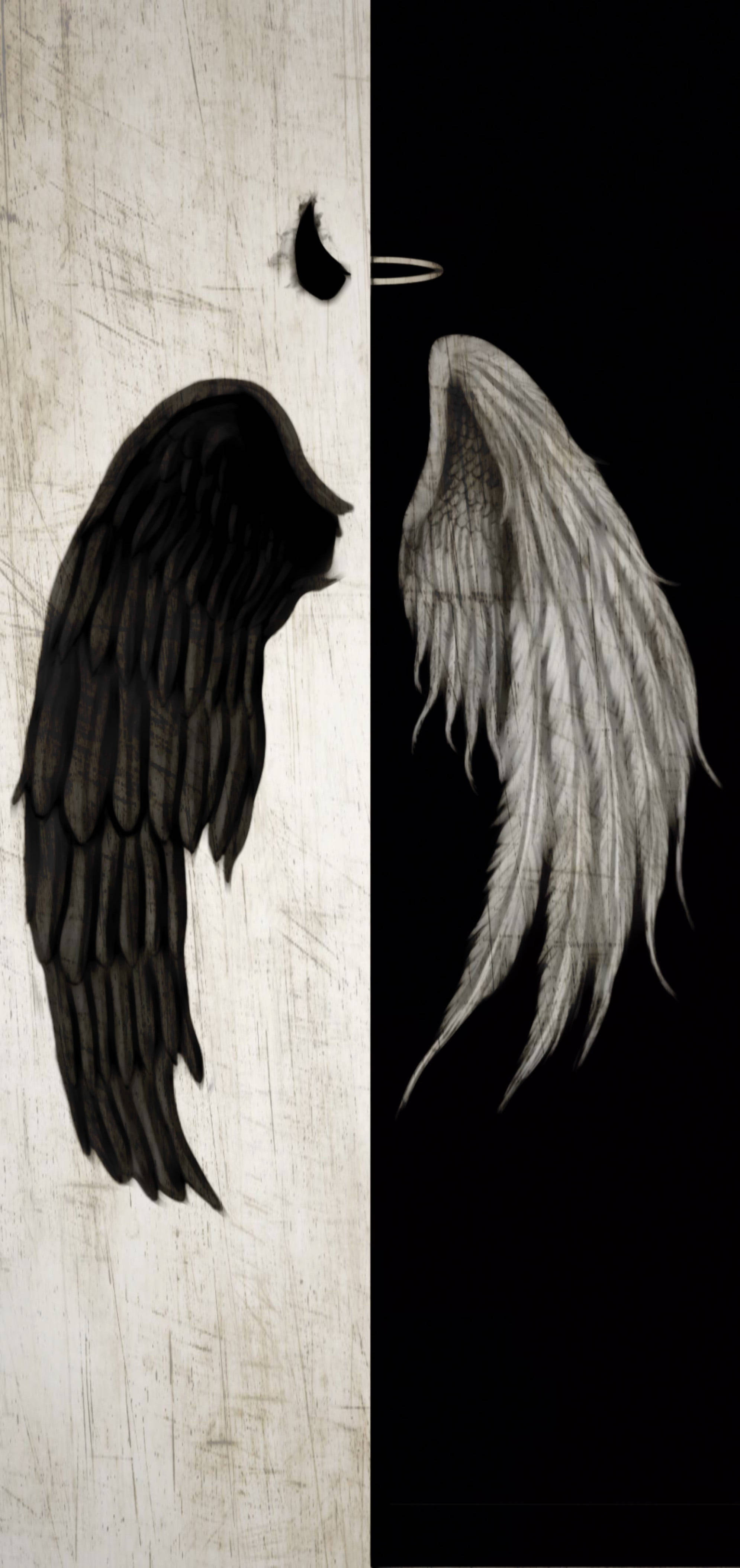 1990x4214 Download Half Angel Half Devil Boy Wallpaper