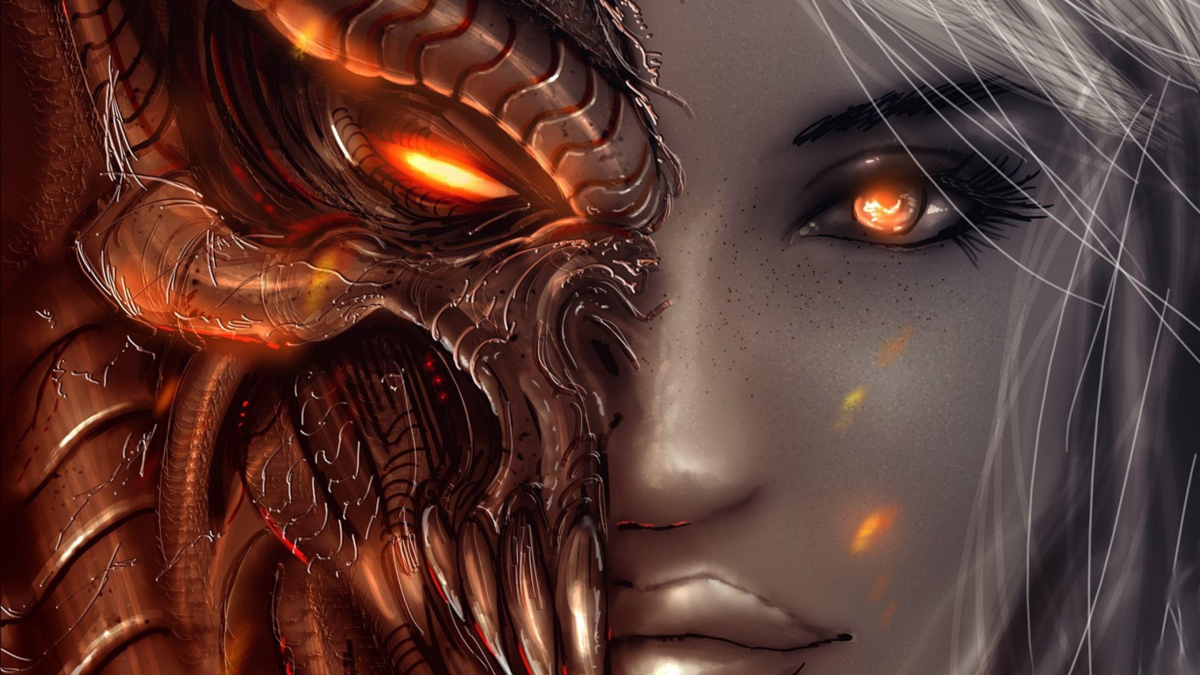 3840x2160 Half Demon Half Angel Wallpaper