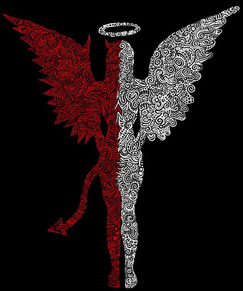 850x1018 Download Half Angel Half Demon Artwork Wallpaper