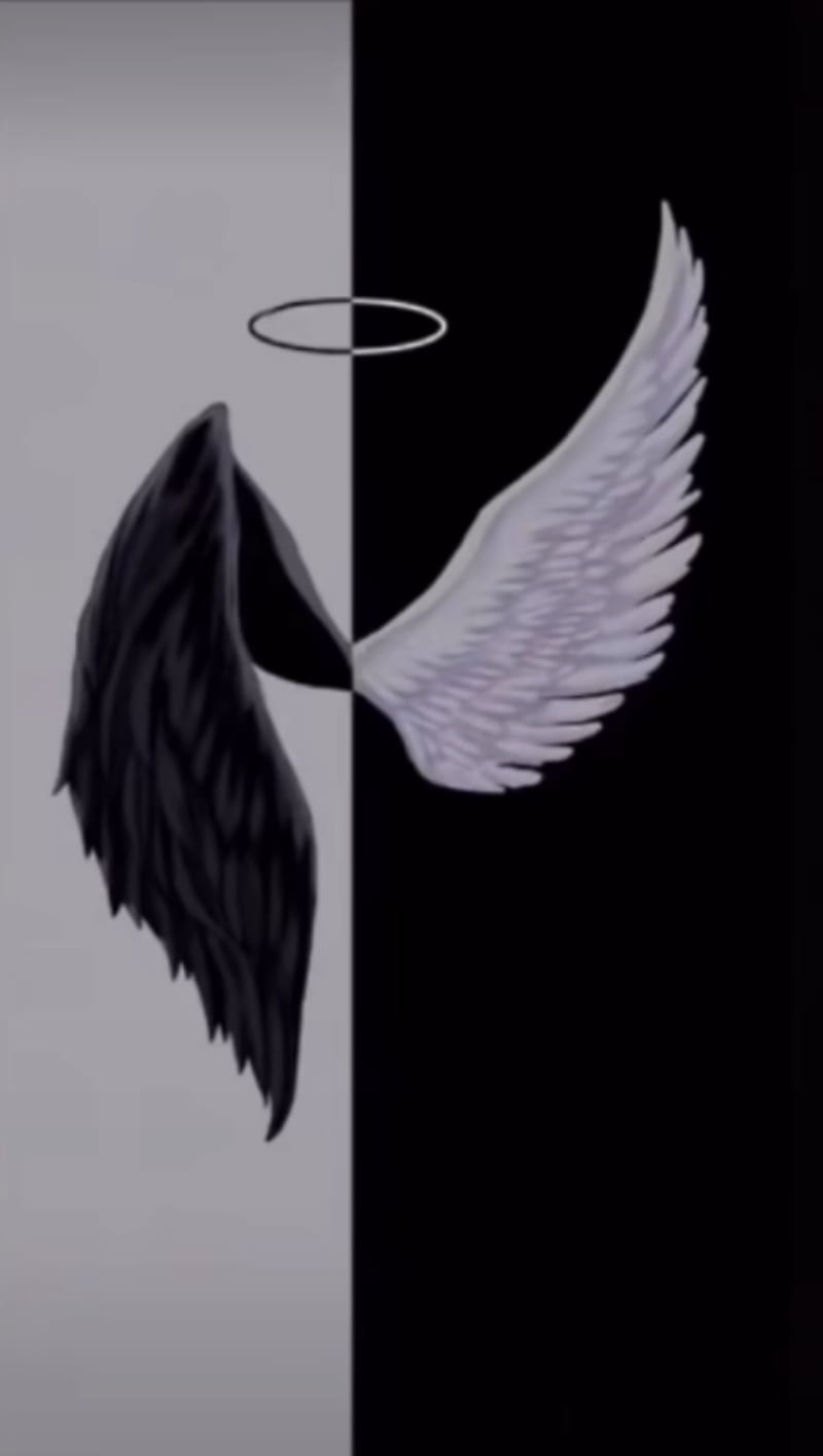800x1416 Angie and dear names, Angel and Demon, wings, HD phone wallpaper