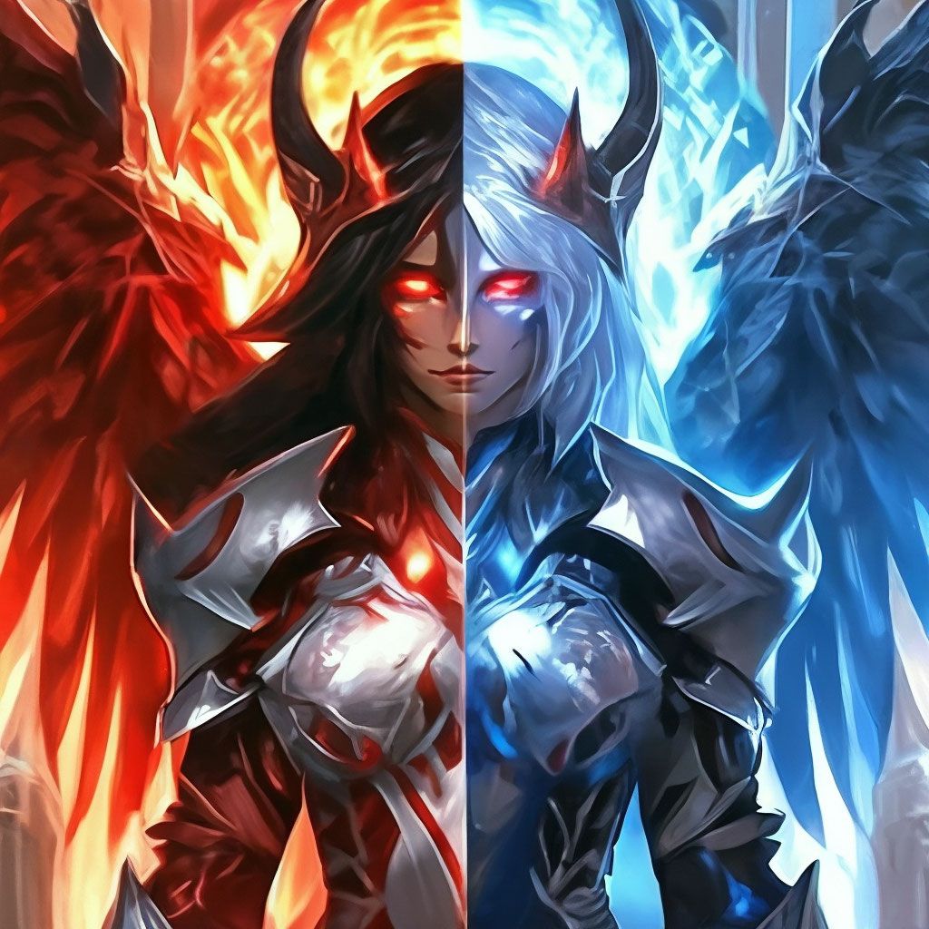 1024x1024 Nephalem Girl: half angel and half demon The left side of her body is black