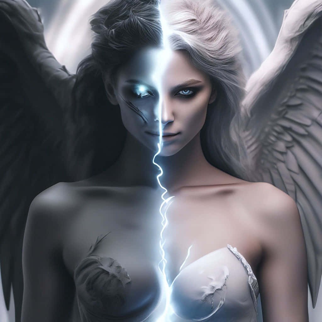 1024x1024 Download Half Angel Half Demon Artwork Wallpaper