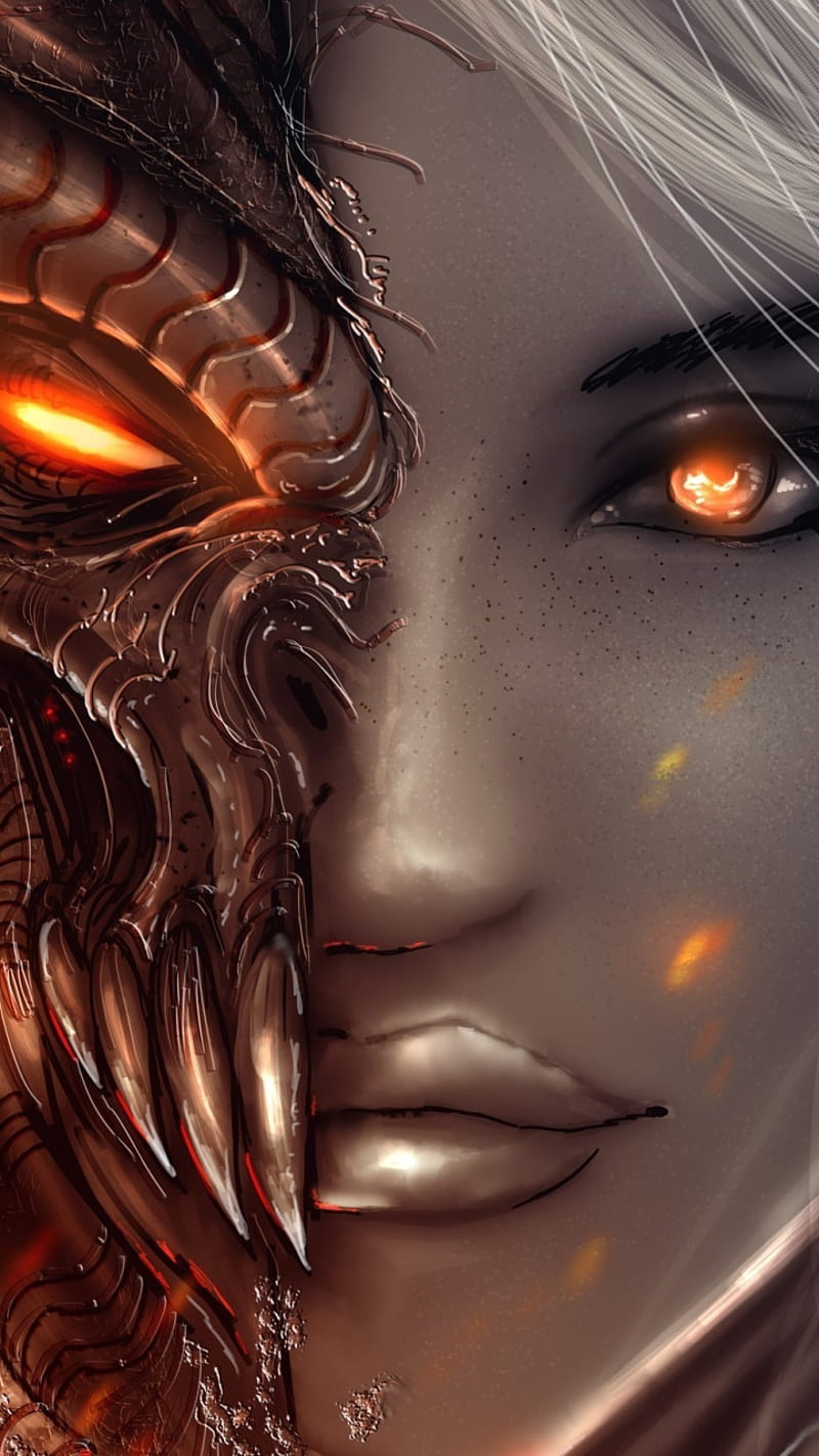 800x1422 Fantasy Demon, angel, angels, ciborg, girl, HD phone wallpaper