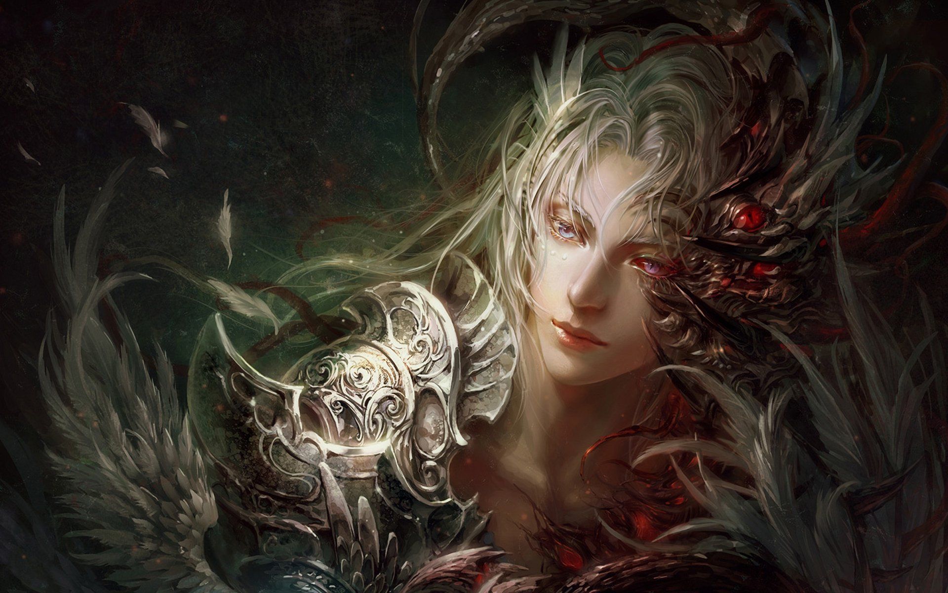 1920x1200 Celestial Guardian: A Stunning HD Fantasy Angel Wallpaper