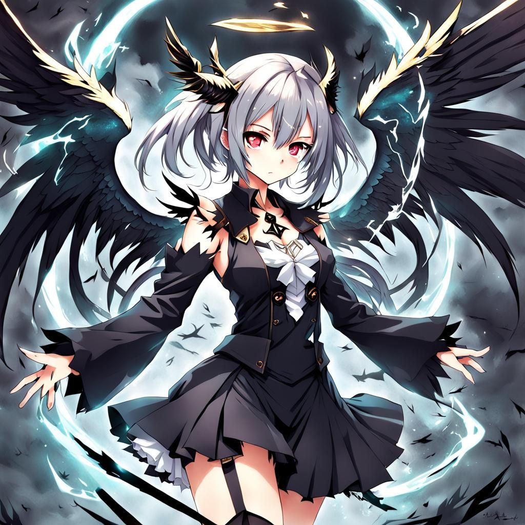 1024x1024 Anime Girl: Half Demon, Half Angel in Manga Style