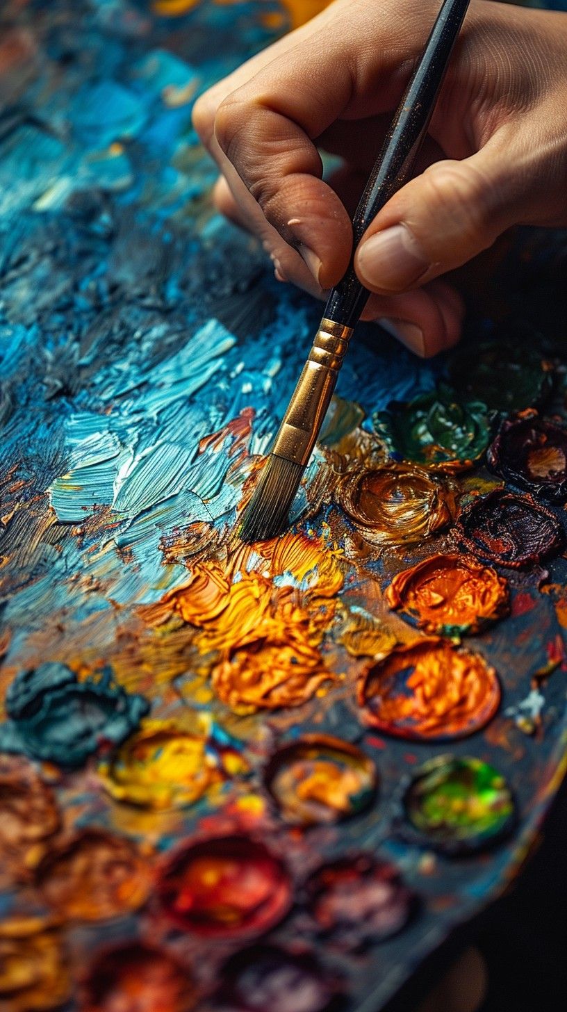 816x1456 Download Vivid Painting Palette Image, Creativity, Painting