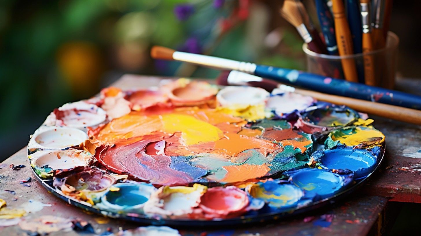 1456x816 Download Colorful Artist's Palette Image, Palette, Oil Paint