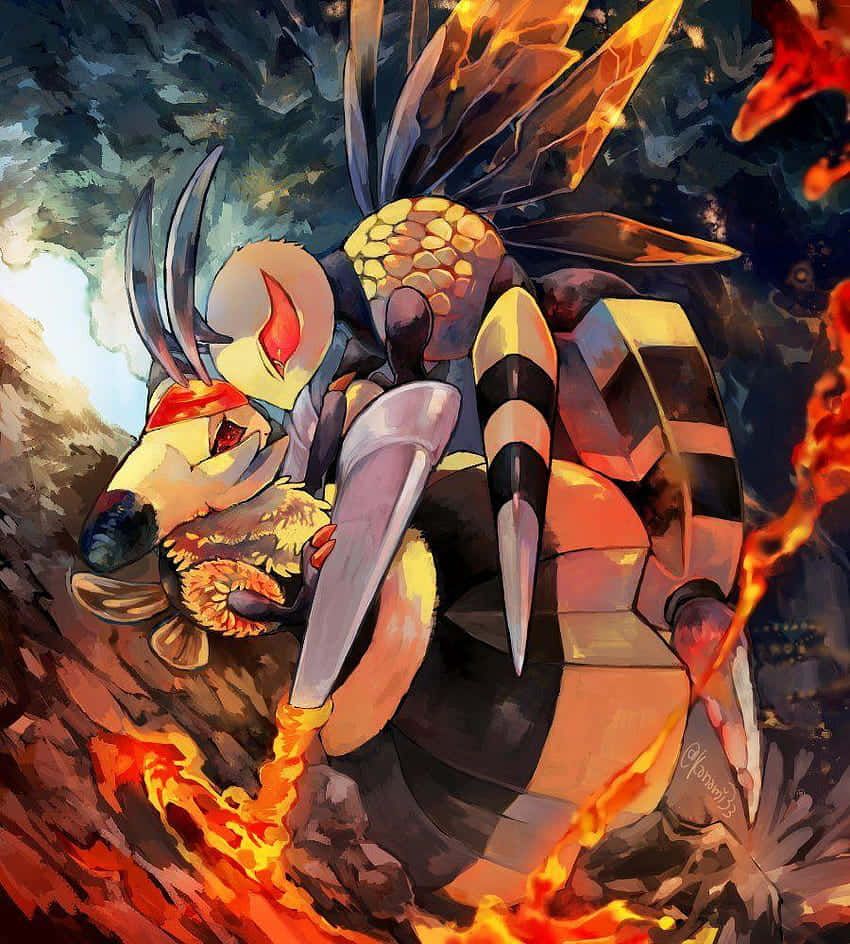 850x944 Download Vespiquen And Beedrill Hugging Wallpaper