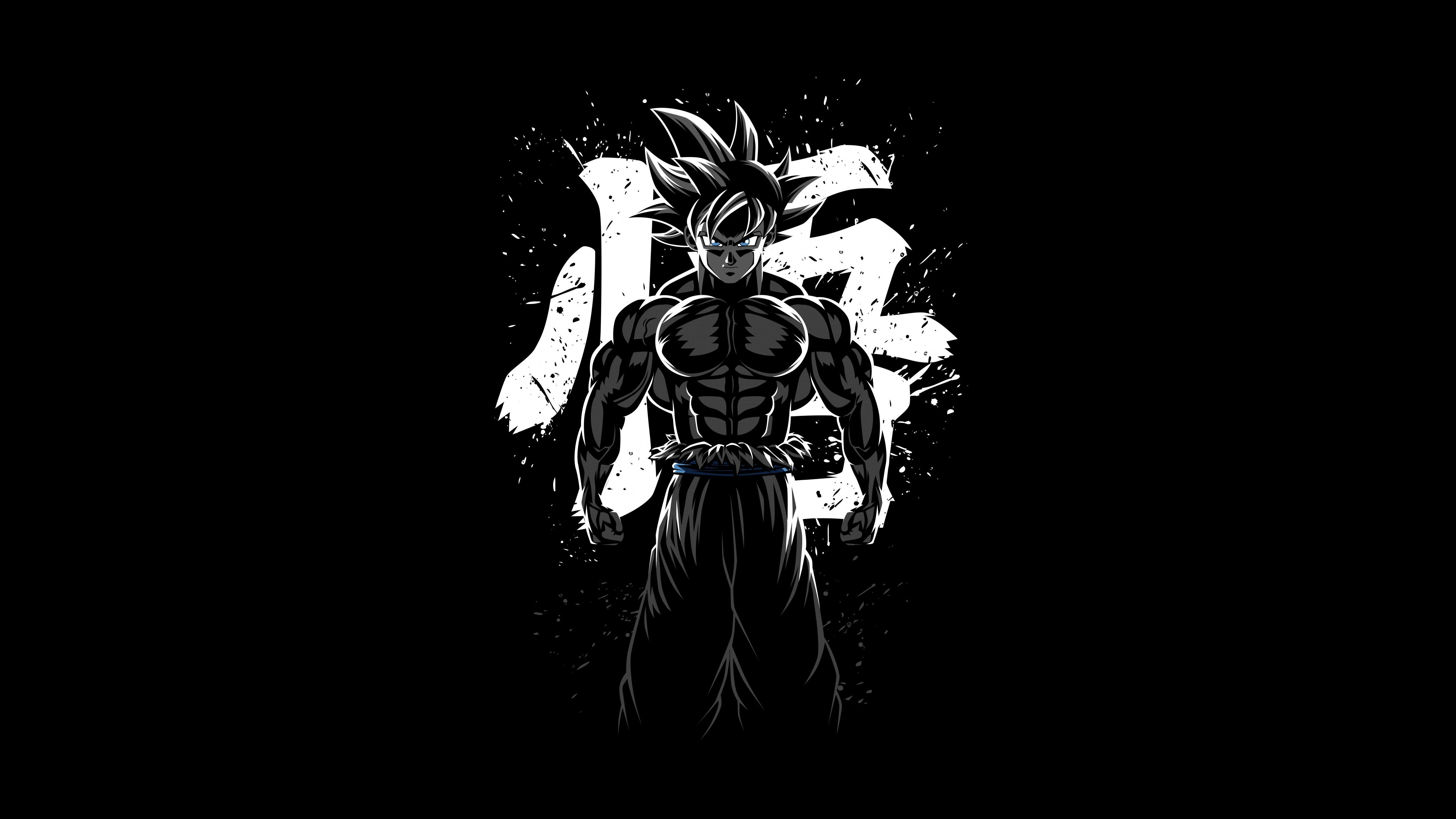 5120x2880 Black And White Image Of Goku 4K 5K HD Dragon Ball Z Wallpaper