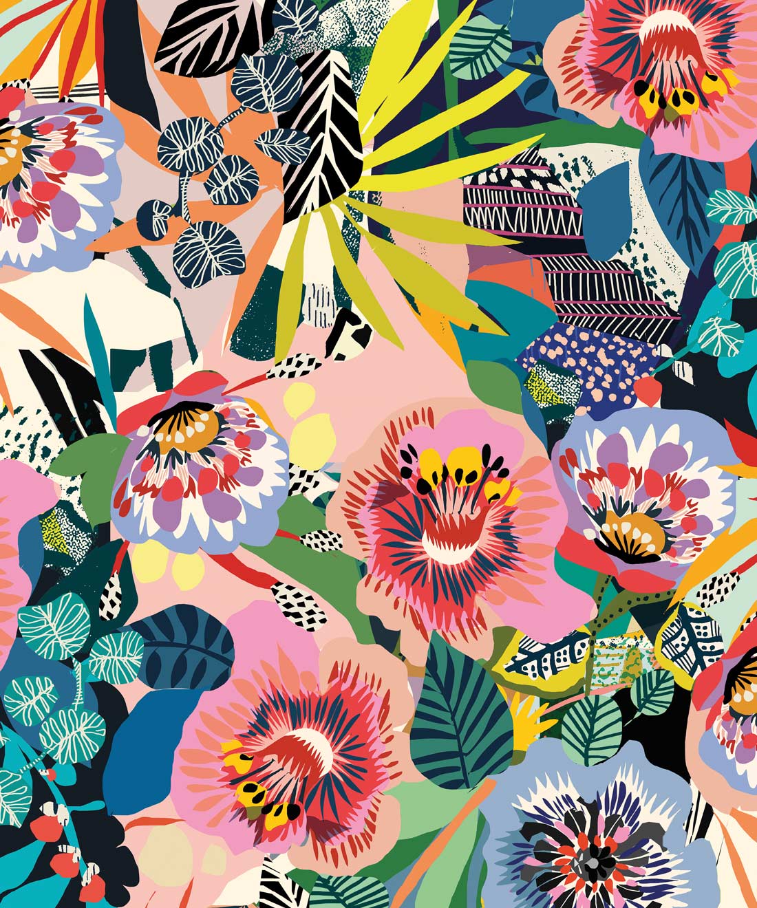 1100x1320 Summer Garden • Bold Whimsical Floral Wallpaper
