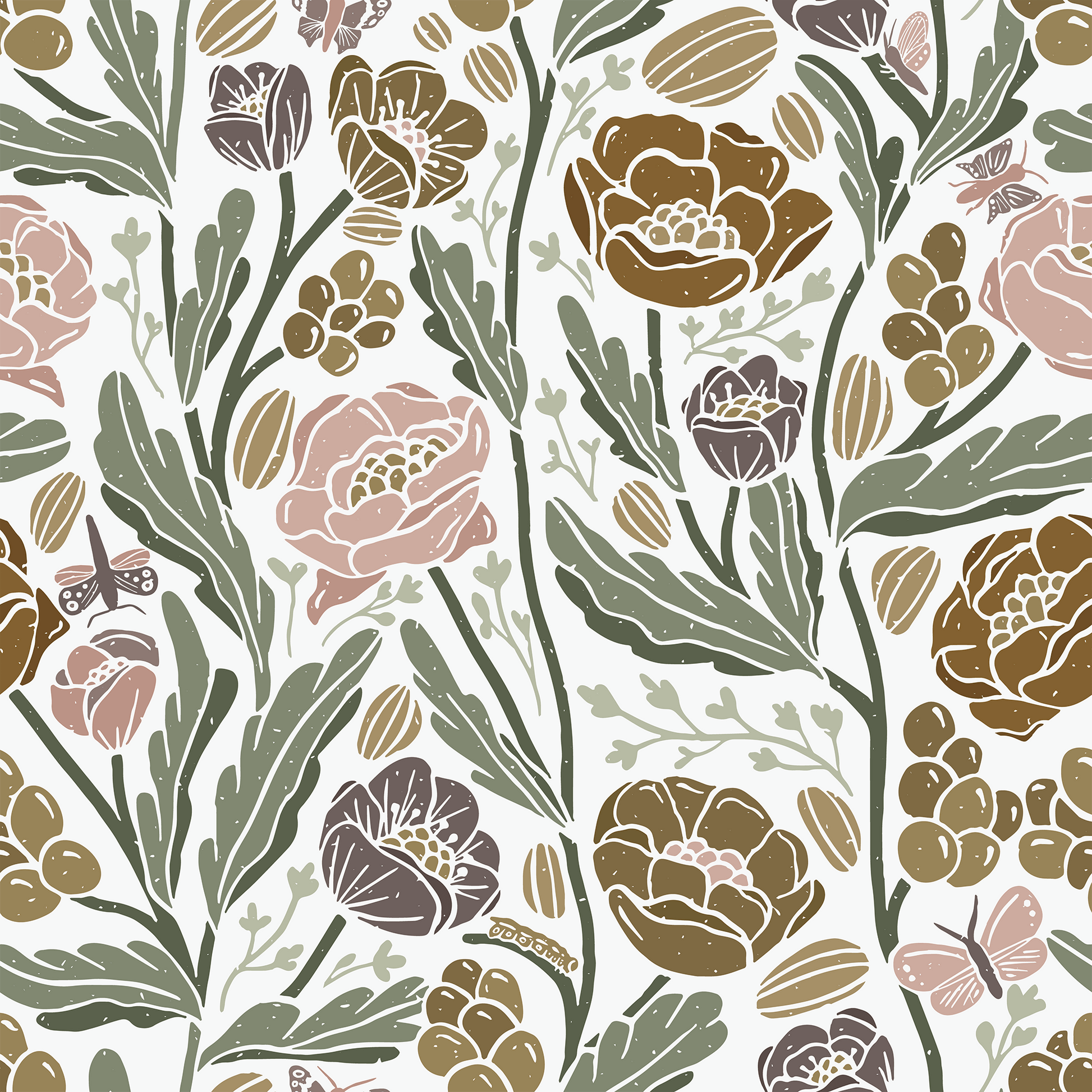 1946x1946 Whimsical Garden Floral Peel and Stick Wallpaper Sample, Flowers