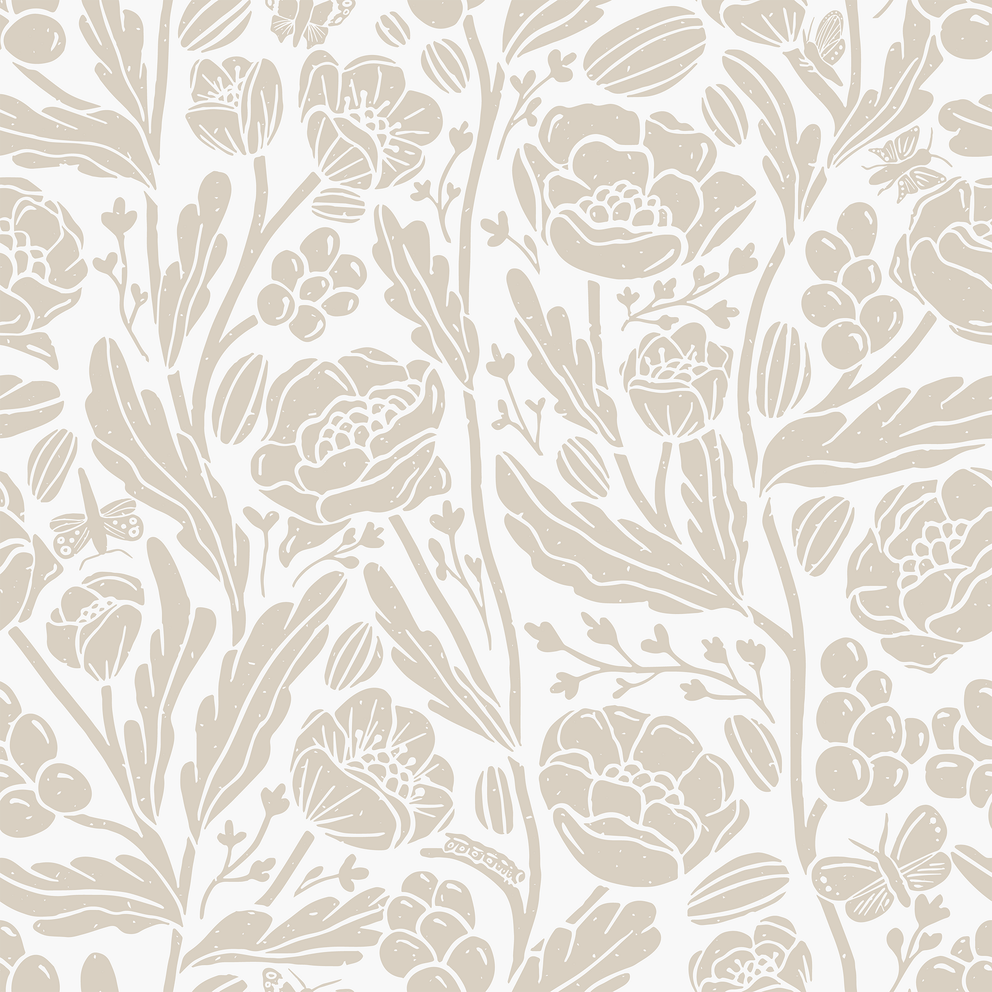 1946x1946 Whimsical Garden Floral Peel and Stick Wallpaper Sample, Flowers