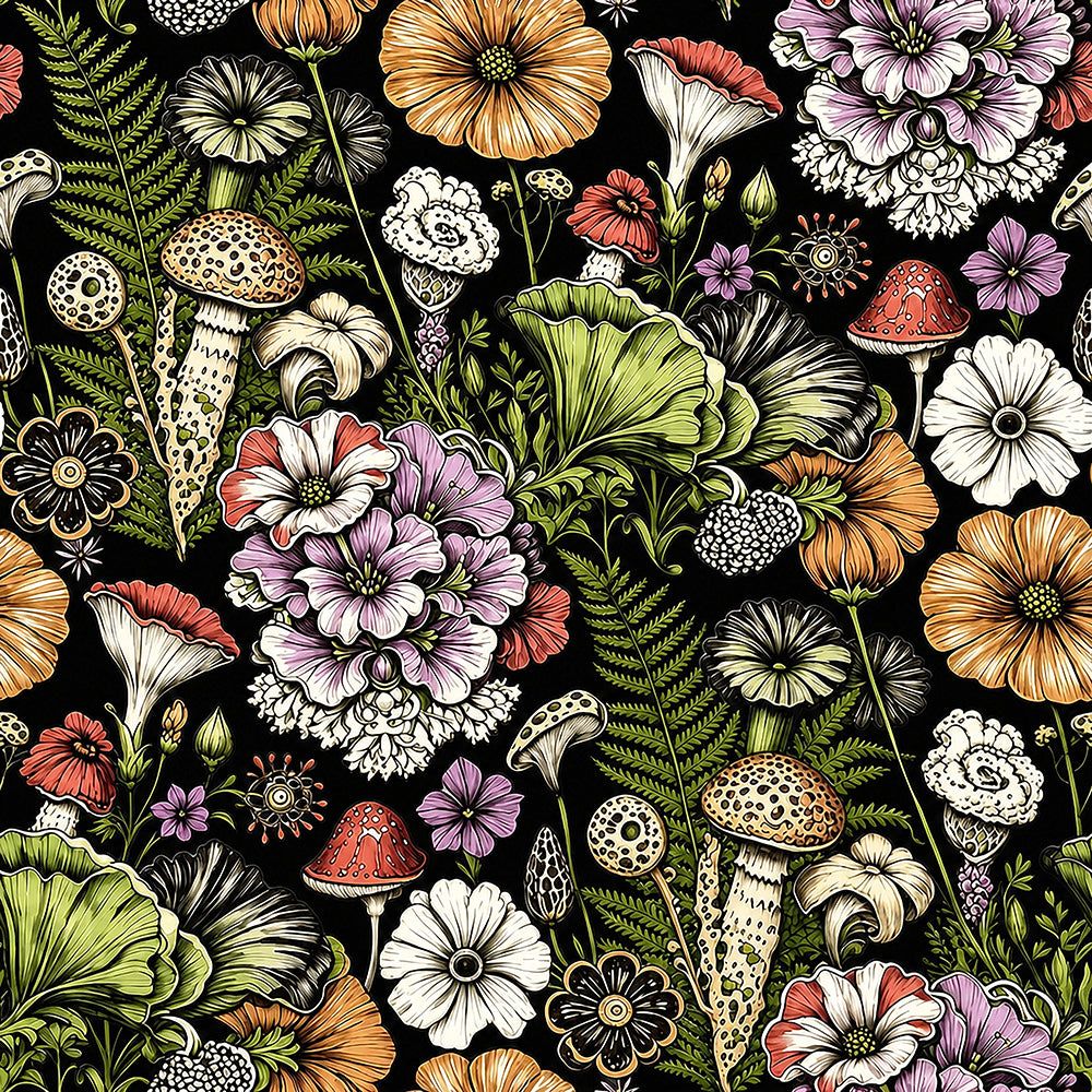 1000x1000 Dark Mushroom Floral Peel and Stick Wallpaper