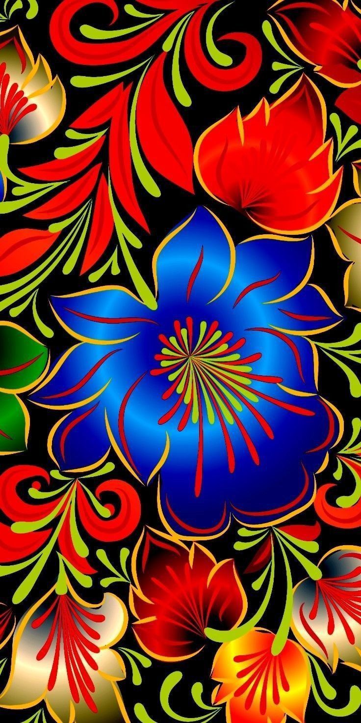 736x1472 Colorful Flower Wallpaper. Mexican colors wallpaper, Fondo de pantalla mexicano, Khokhloma wallpaper