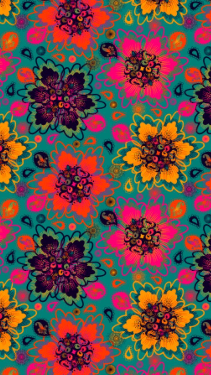 736x1308 Abstract Floral Wallpaper. Mexican colors wallpaper, Colorful paisley iphone wallpaper, Mexican phone wallpaper