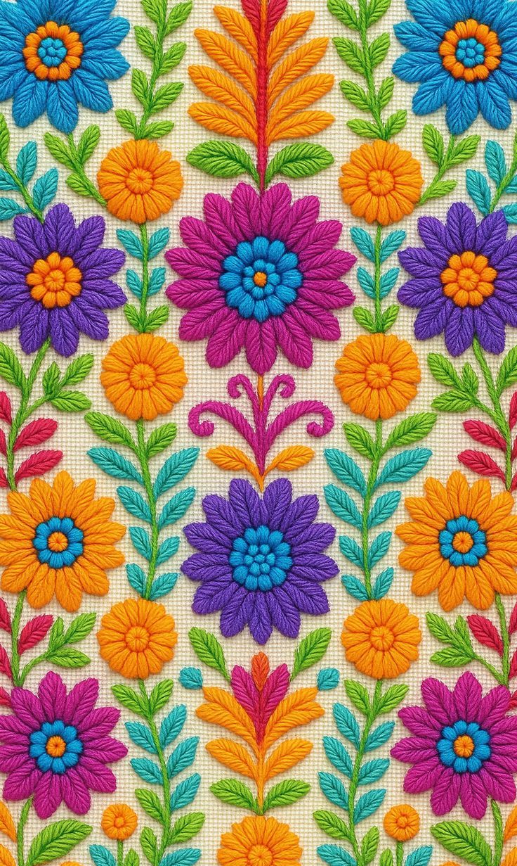 736x1231 Mexican Folk Floral Embroidery iPhone Wallpaper