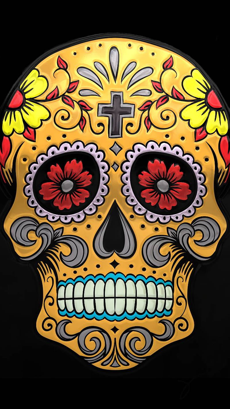 800x1423 Skull, 6s, abstract, adornment, colors, flower, god ios, mexican, HD phone wallpaper