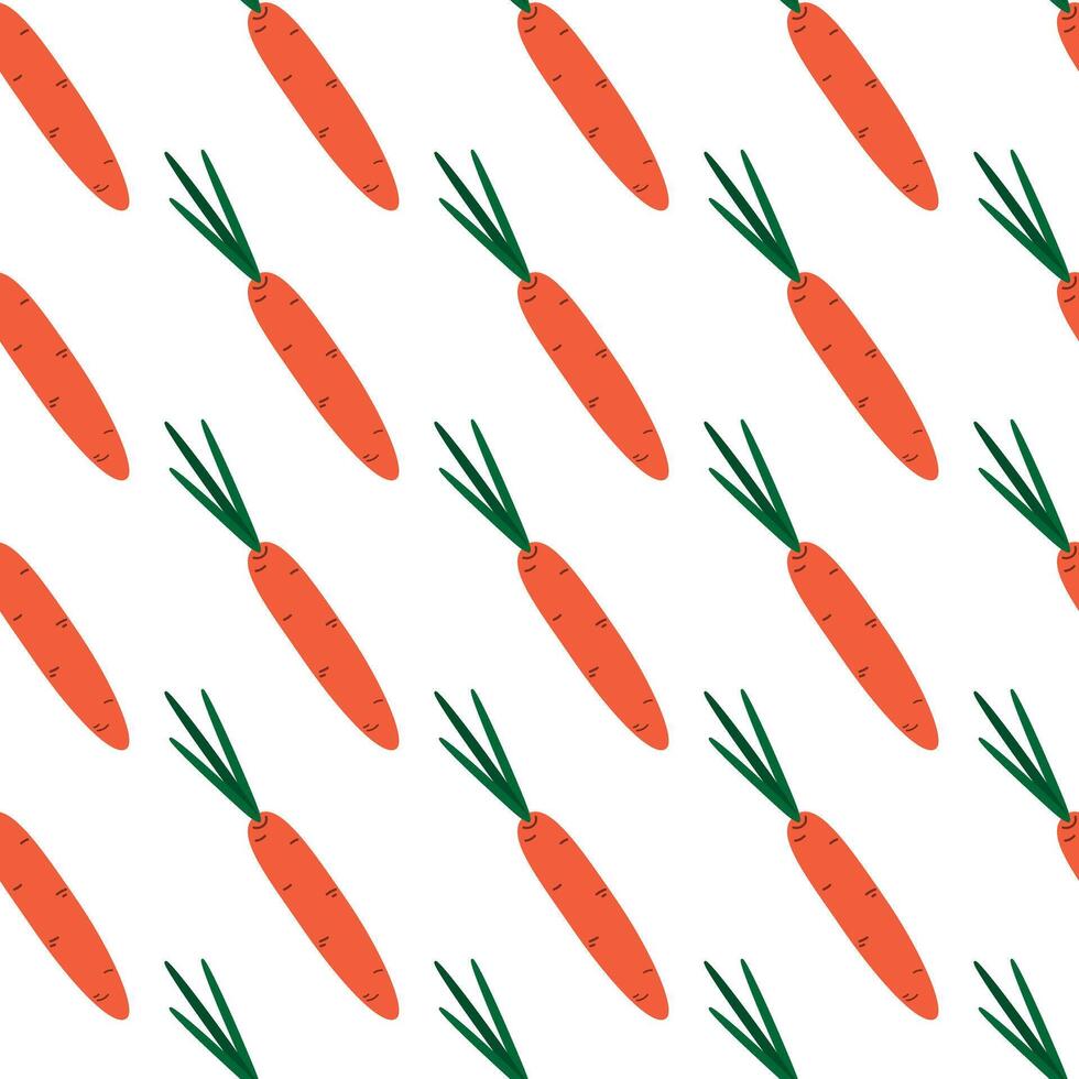 980x980 Ripe Carrot Seamless pattern in doodle style in trendy shades. Healthy Food background or wallpaper. Isolated illustration Wrapping or web promo backdrop banner, leaflets, price tag, labels