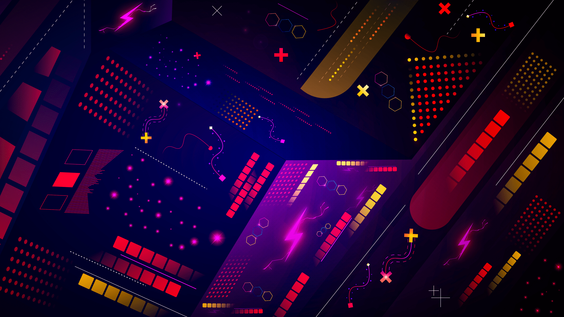 1920x1080 Geometric Wallpaper 4K, Shapes, Triangles, Squares