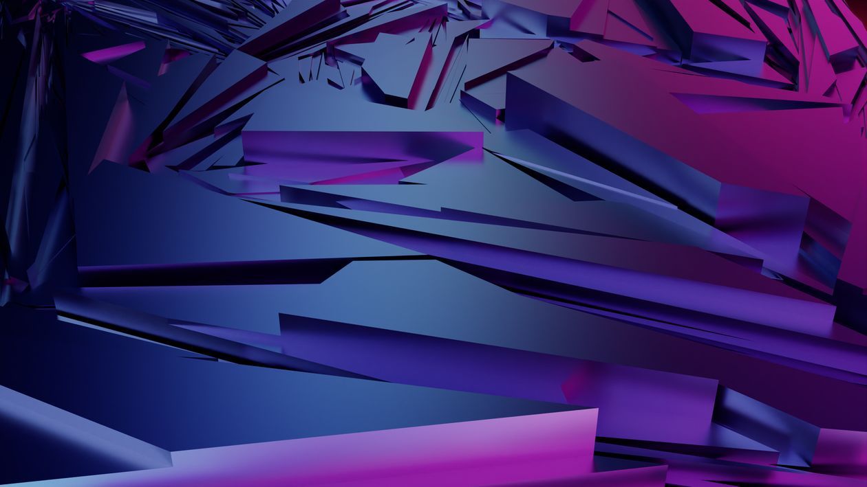 1260x709 A purple and blue abstract background with shattered glass · Free