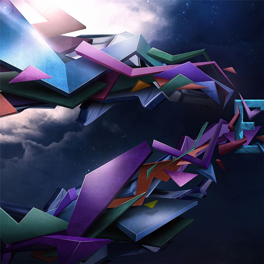1024x1024 artistic 3D shapes 4k abstract iPad Wallpaper Free Download