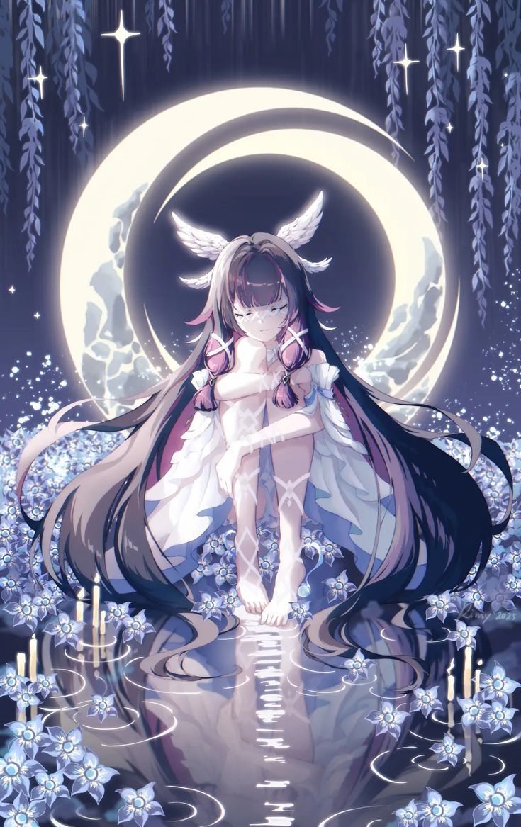 735x1167 Moon goddess aesthetic. Witchy anime moon wallpaper, Columbina wallpaper iphone, Colombina genshin impact