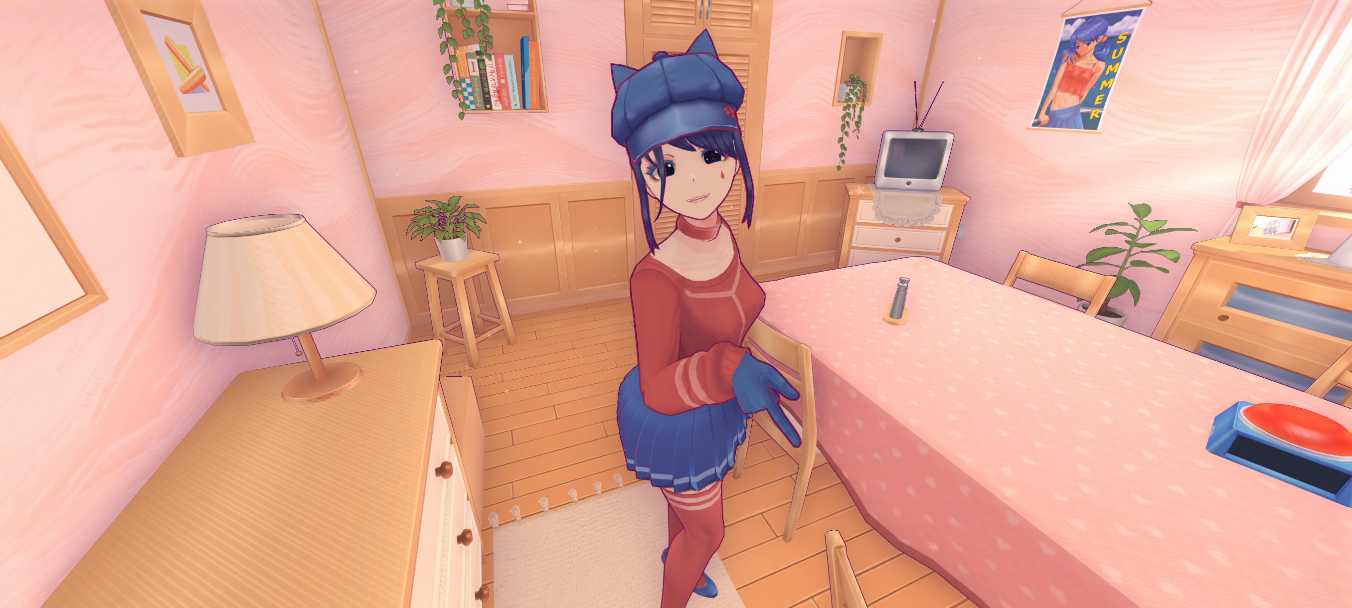 2712x1220 MiSide HD Wallpaper: Cozy Room Vibes with Stylish Characterx1220