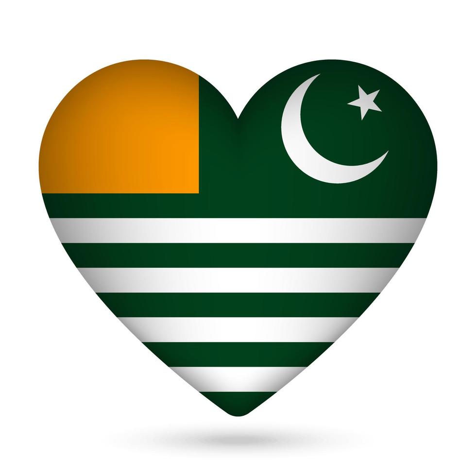 980x980 Azad Kashmir flag in heart shape. Vector illustration