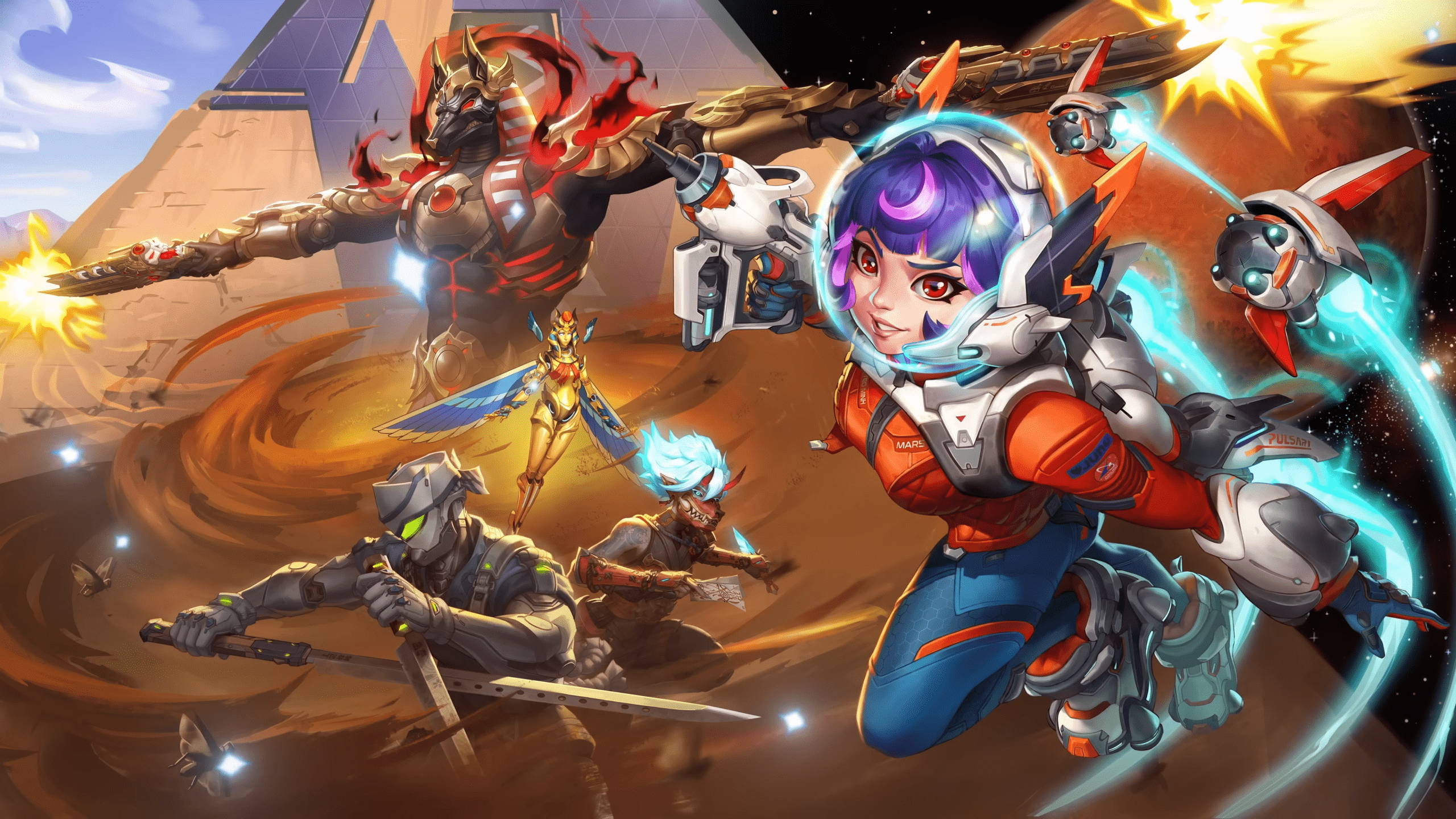 2560x1440 Download Overwatch Overwatch 2 Reaper (Overwatch) Juno (Overwatch) Video Game HD Wallpaperx1440