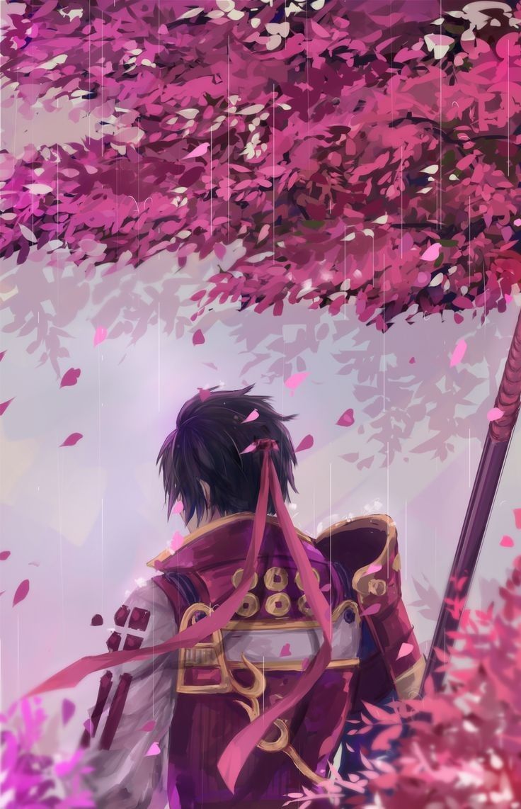 736x1142 Samurai anime background. Cherry blossom samurai, Samurai red moon wallpaper, Yukimura sanada