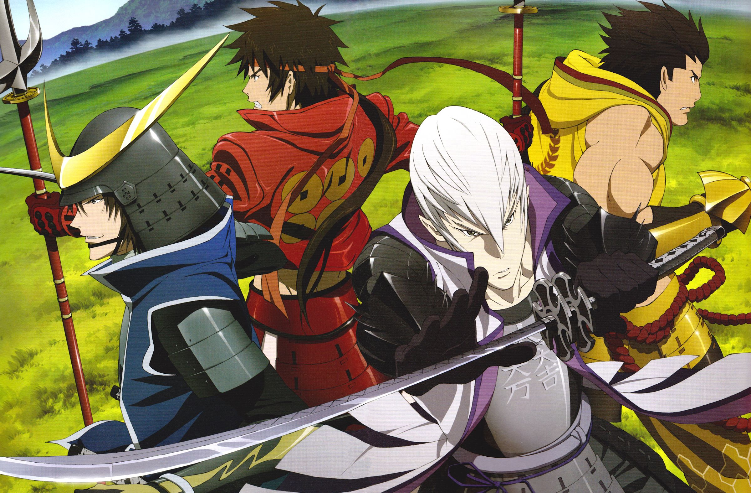 2400x1574 Wallpaper weapons, armor, helmet, battlefield, Sengoku Basara, Masamune Date, Yukimura Sanada, Tokugawa Ieyasu for mobile and desktop, section сёнэн, resolution 2400x1574