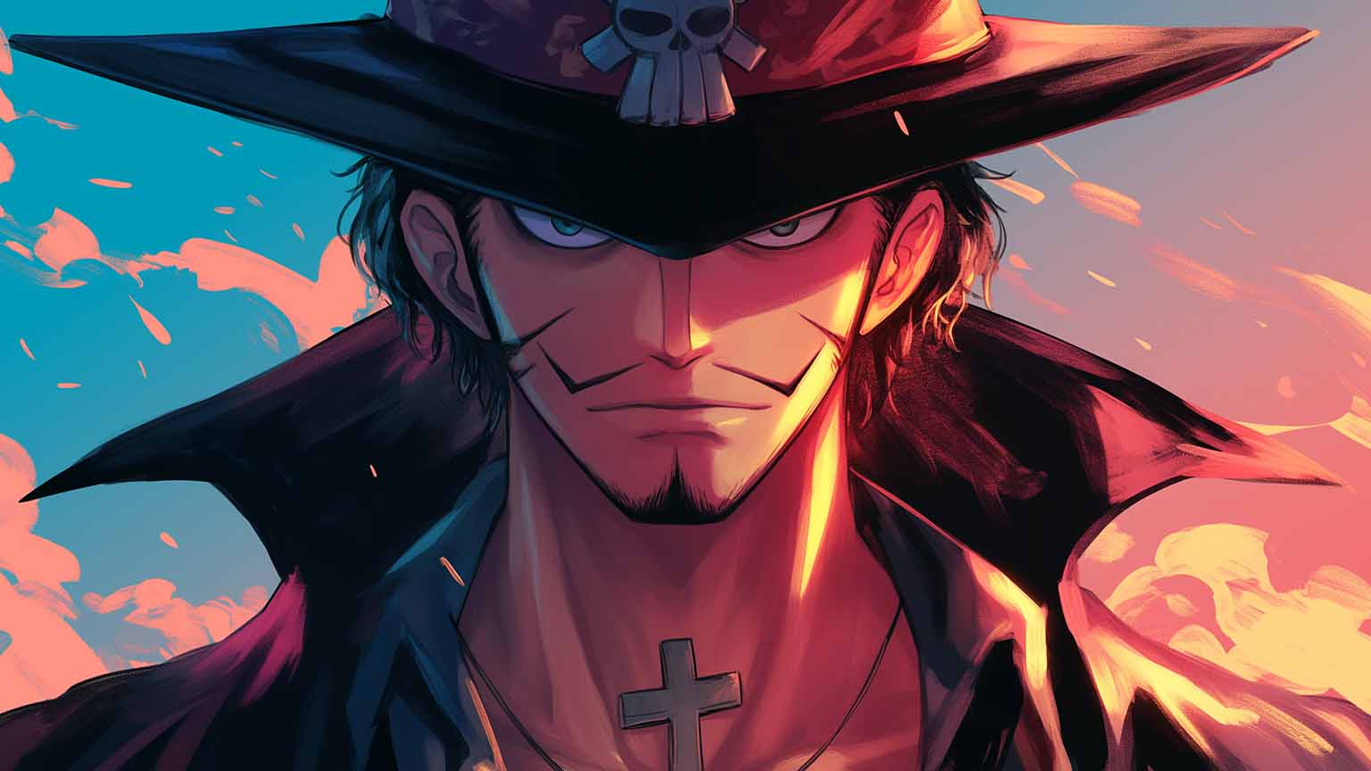 1536x864 Free One Piece Mihawk Fierce Glare Desktop Wallpaper 4K