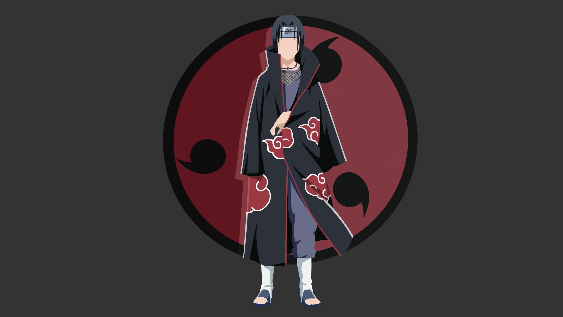 1920x1080 Desktop wallpaper: Itachi Uchiha, Minimalist, Uchiha Clan, Akatsuki (Naruto), Naruto, Anime 4K free download for PC. 440357