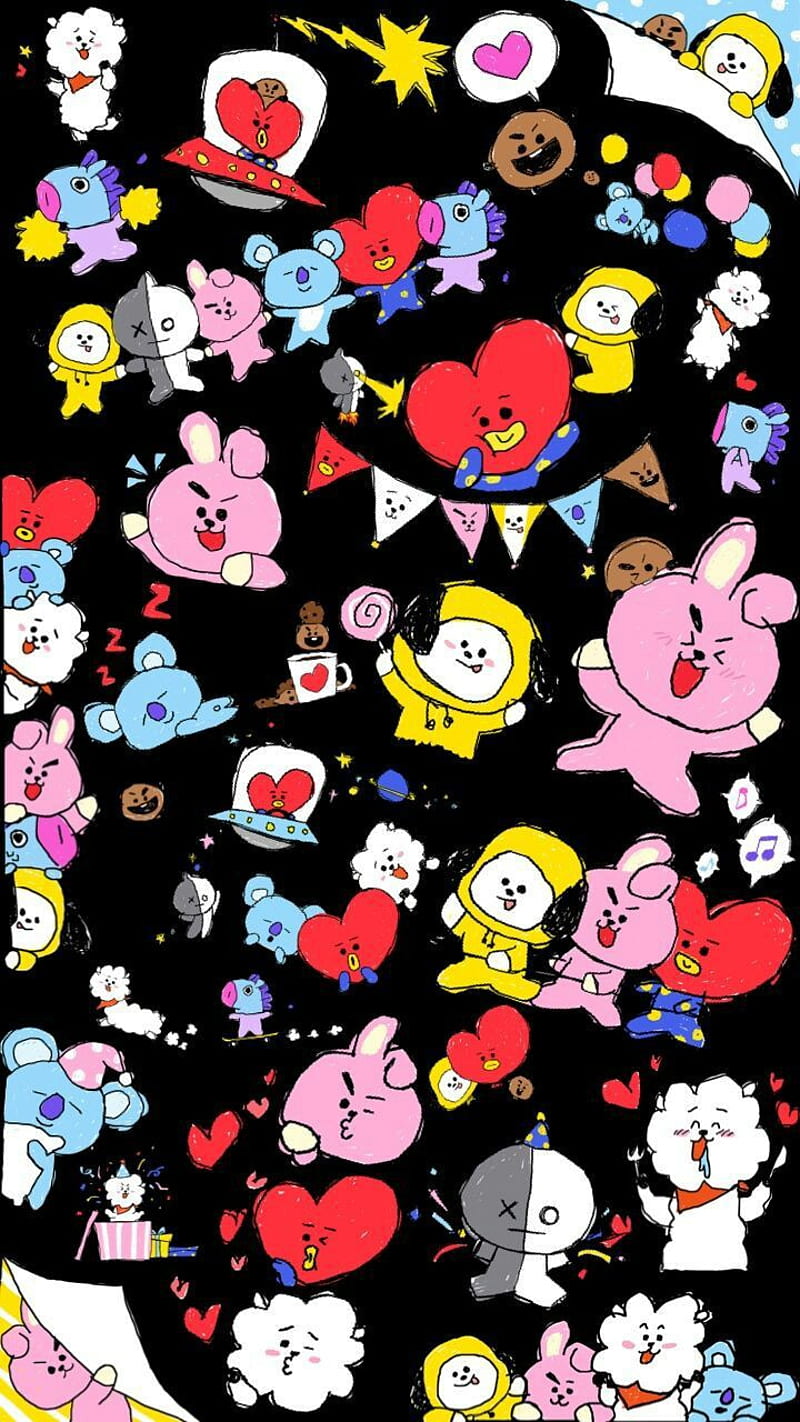 800x1422 BTS, bt cartoon, glitter, kpop, patterns, HD phone wallpaper