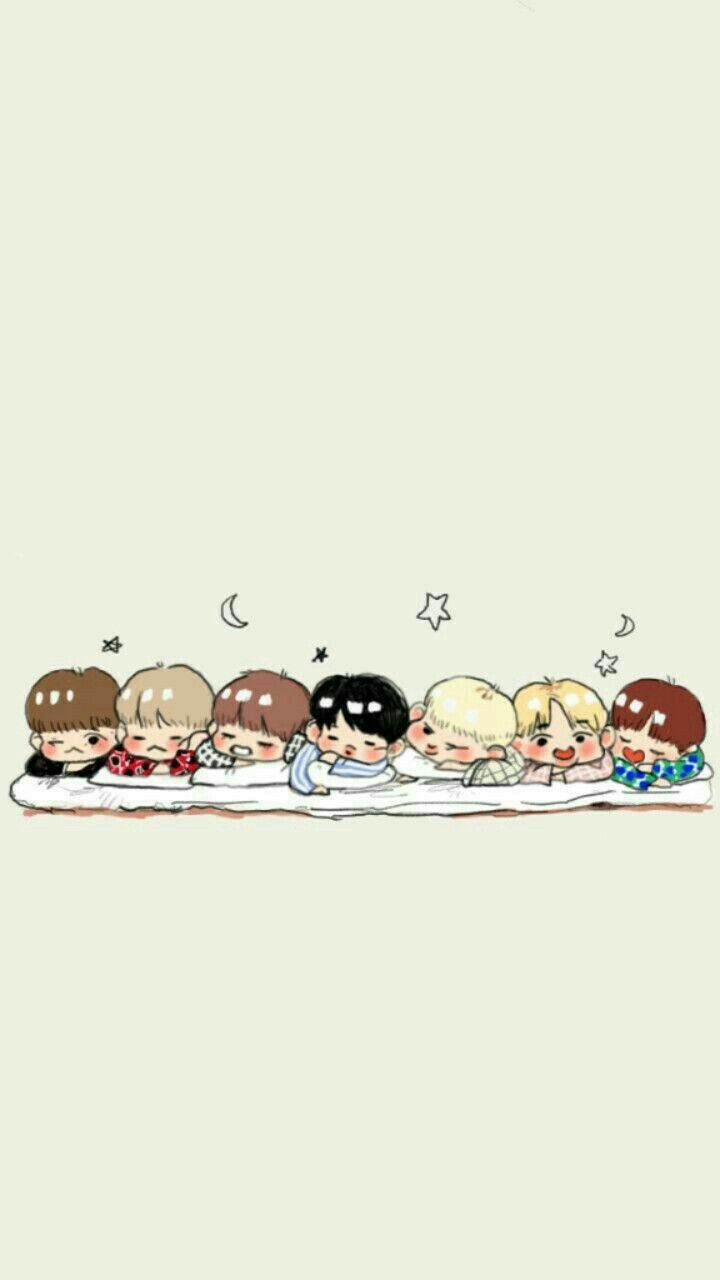 720x1280 BTS Cute Cartoon Wallpaper