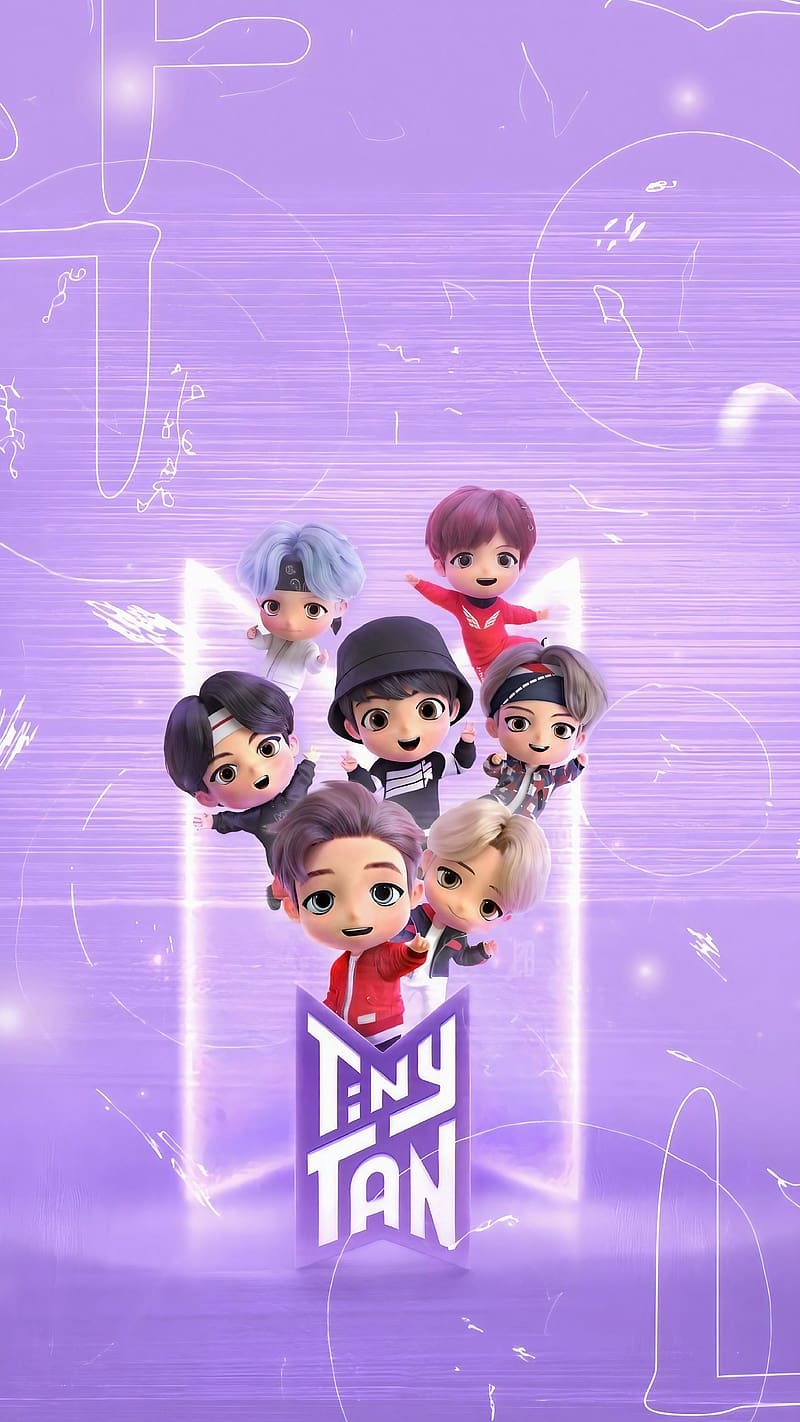 800x1422 Bts Pics For, Purple Background, cartoon art, korean singer, kpop, HD phone wallpaper