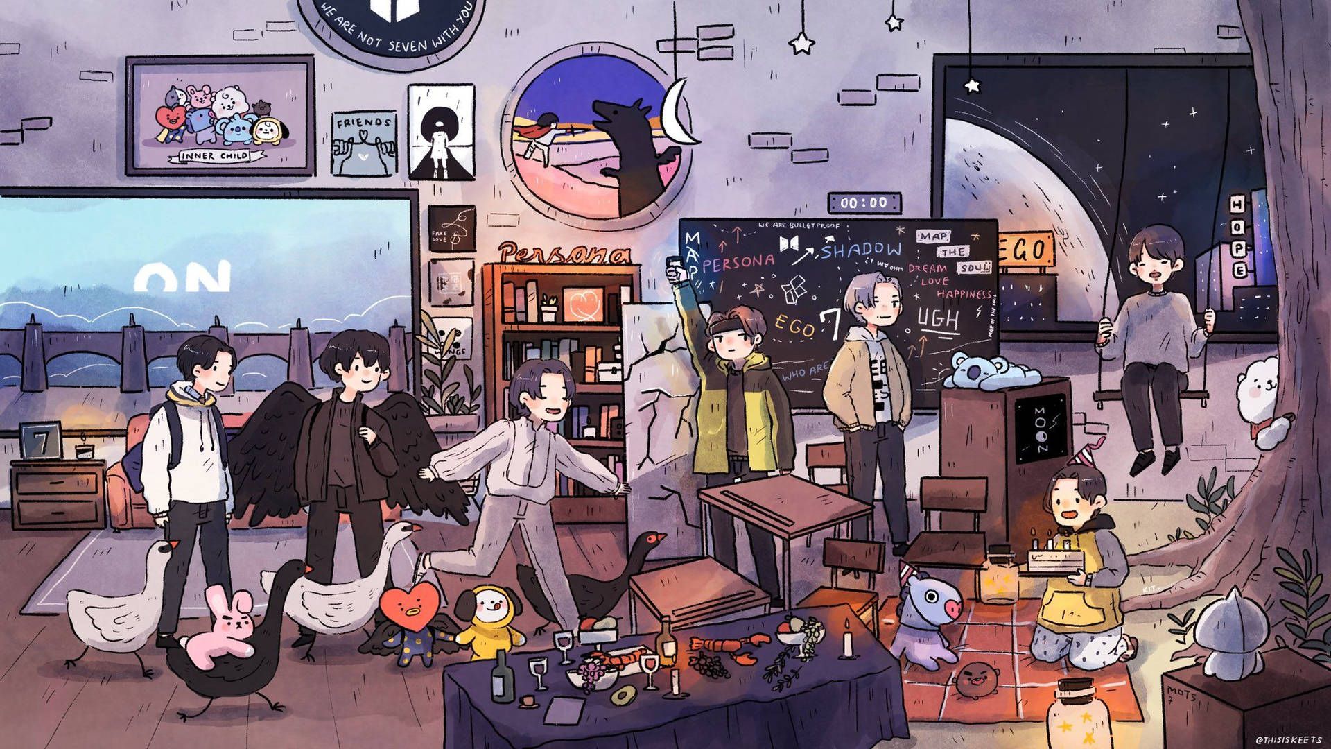 1920x1080 BTS Art Desktop Wallpaper