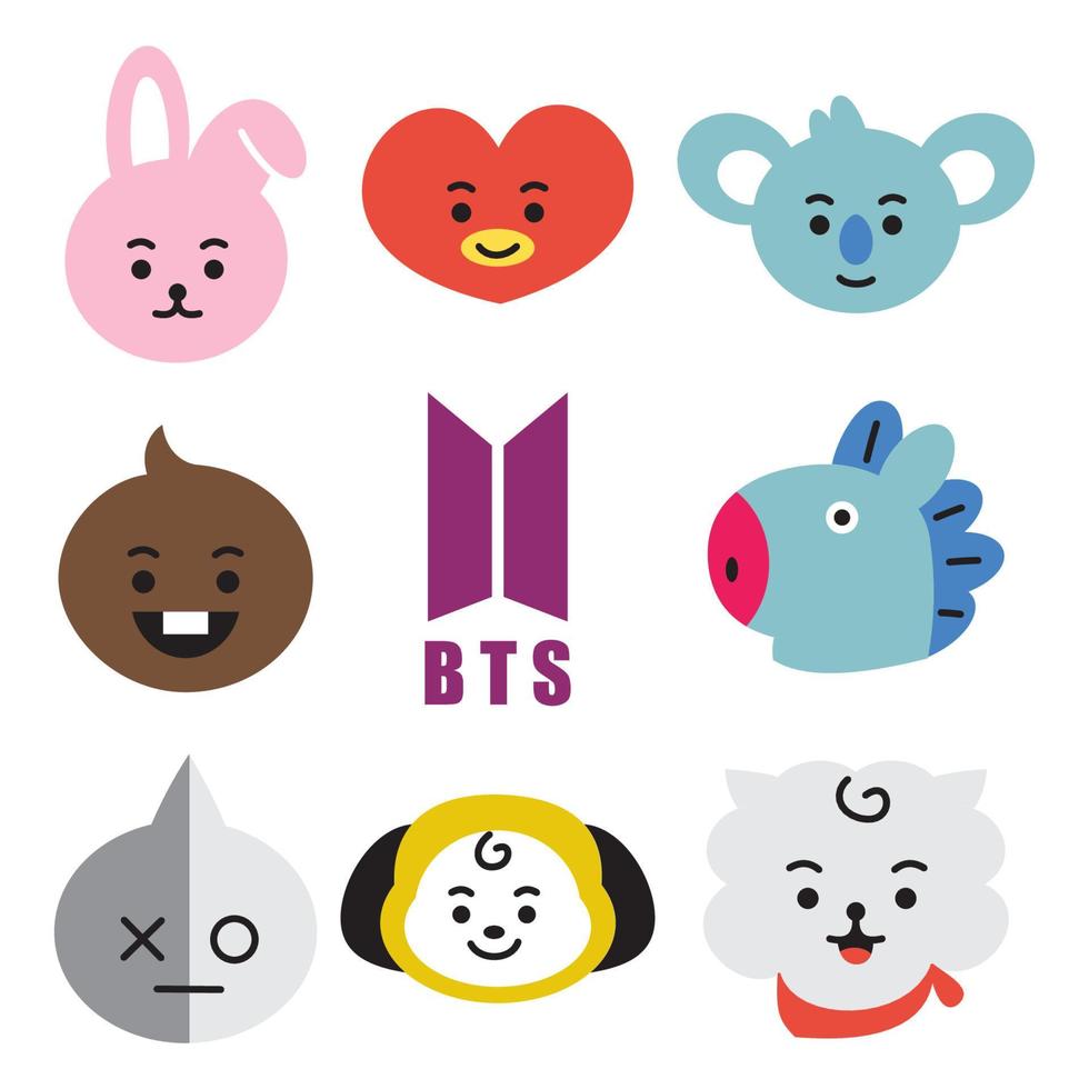980x980 Icon Bts Character. A cute face cartoon. Suitable for smartphone wallpaper, prints, poster, flyers, greeting card, ect