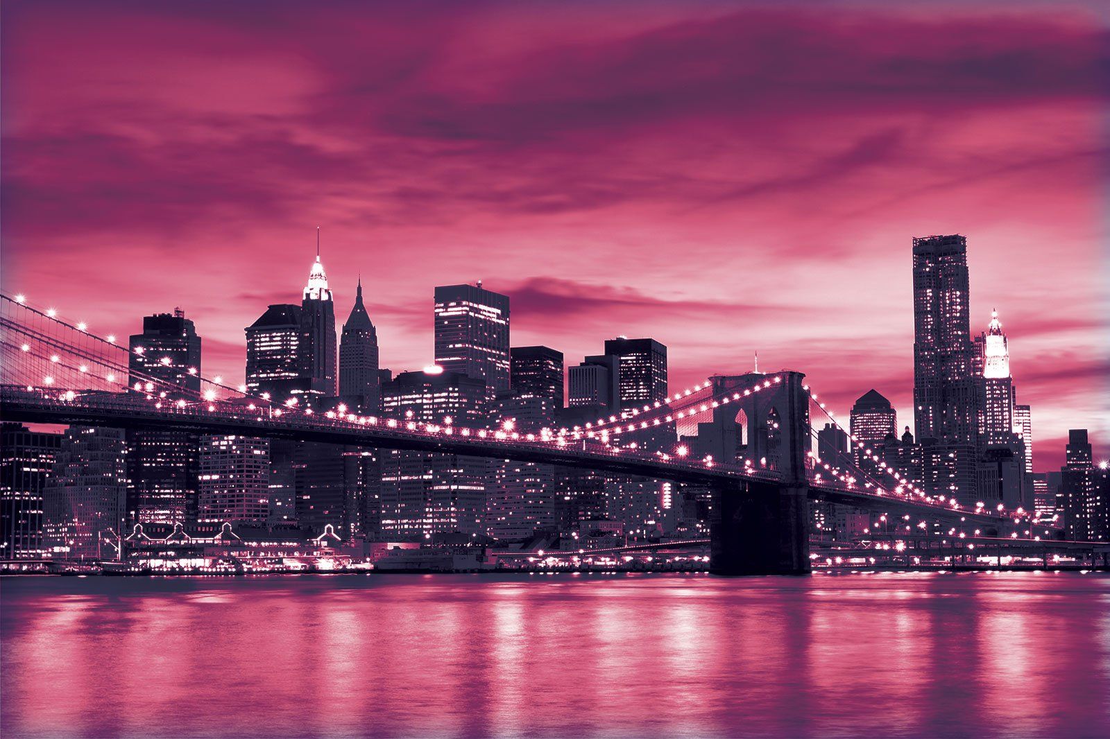 1600x1066 Brooklyn Bridge New York Pink Wallpaper Mural : Amazon.nl: DIY & Tools