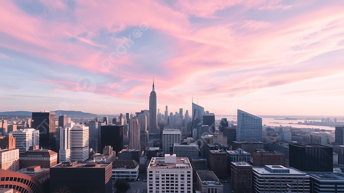 1200x675 New York City Skyline Under A Pink And Purple Sunset Sky, New York City, Nyc, Skyline Background Image And Wallpaper for Free Download