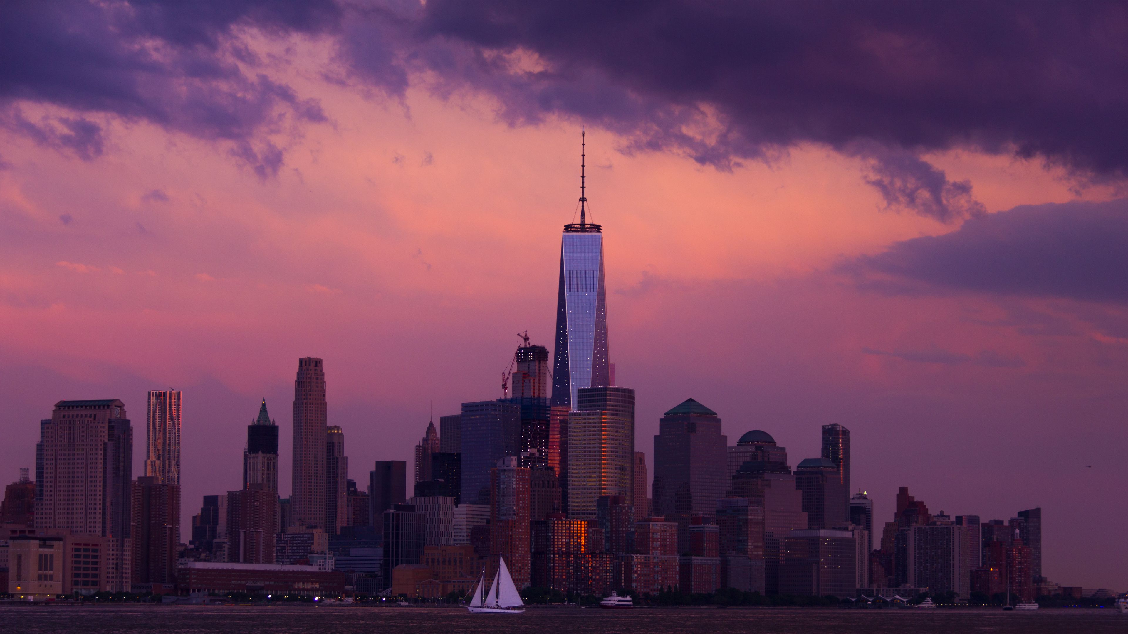 3840x2160 Pink and purple skyline