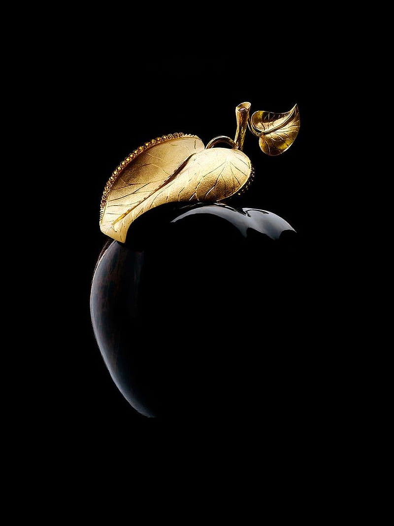 800x1067 Black Apple, art, black, dark, designs, elegant, gold, HD phone wallpaper