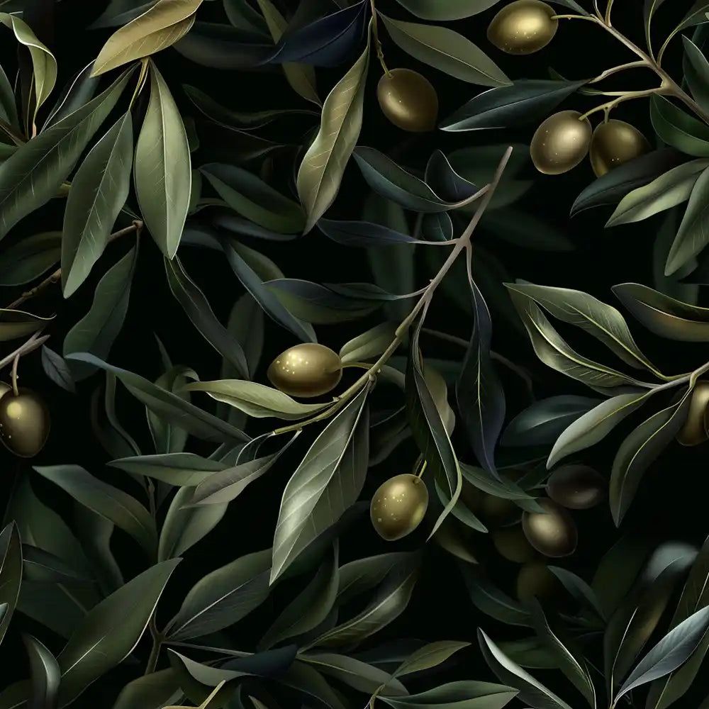 1000x1000 Noir Olive Branch Wallpaper. Dark Elegant Peel & Stick