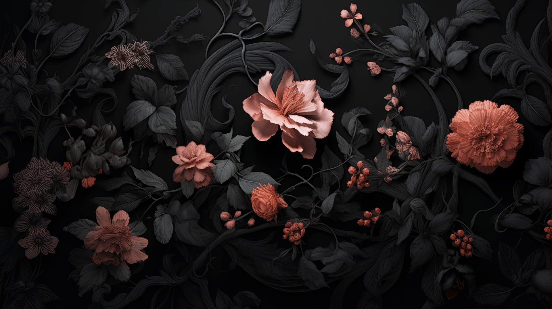 1920x1076 Dark Floral Elegance Aesthetic Flower HD Wallpaper