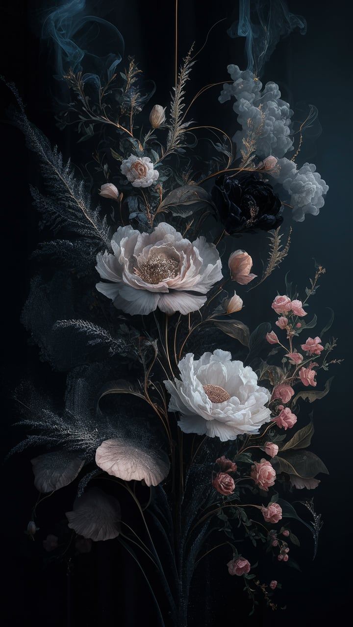 720x1280 Mystical Bloom: Dark Feminine Aesthetic Wallpaper