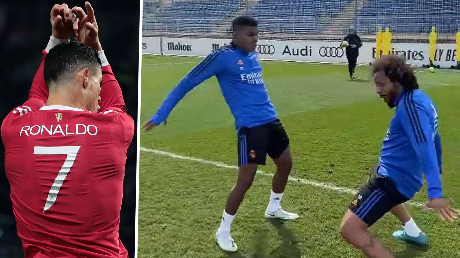 1920x1080 Watch: Ronaldo's 'Siu' celebration still popular at Real Madrid as Marcelo & Rodrygo pull it off in training