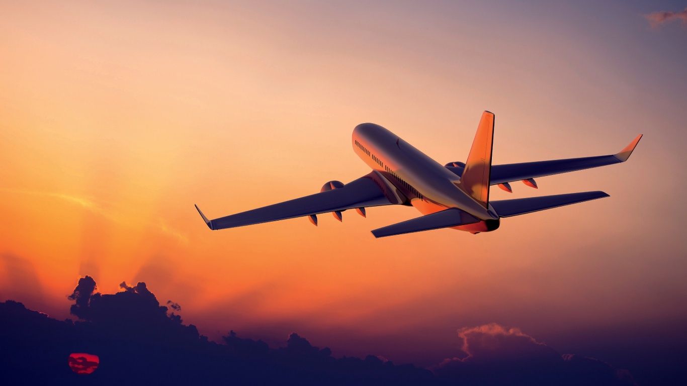 1366x768 Airplane Landing Wallpaper HD 07498