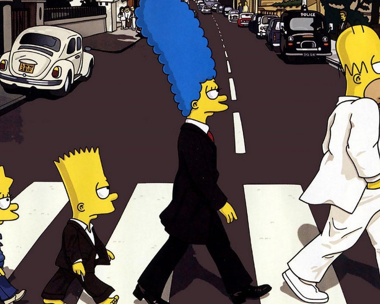 1280x1024 The Simpsons Abbey Road Wallpaper